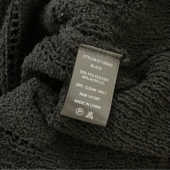 ASTR The Label Sweater Wrap FrontvBlack Knit Surplice Pointelle Top Size XL - Picture 13 of 14